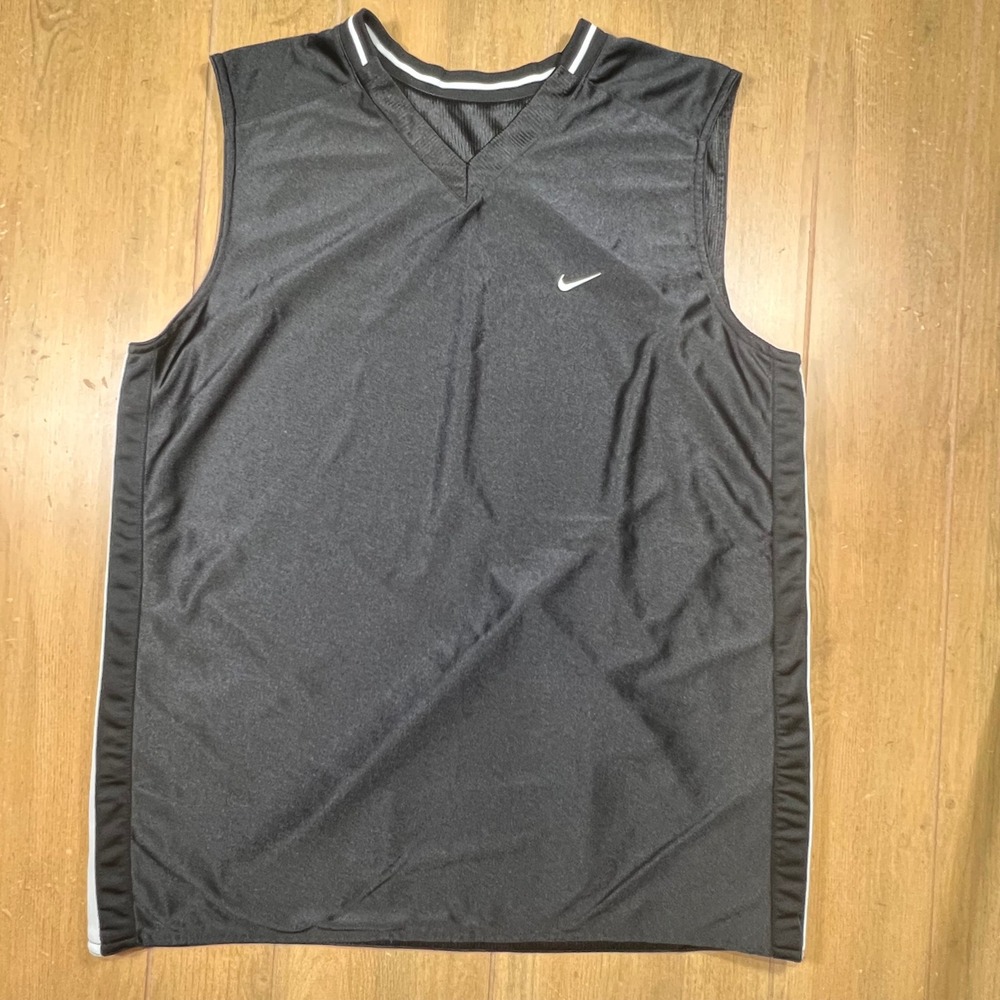 Nike Mens Basketball Jersey Sz XL vintage reversible Tank Top Black White Stripe